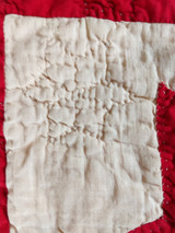 1900 Victorian Antique Red White Star Quilt Hand Stitched Quilting 