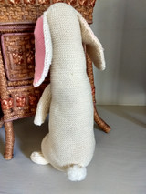 Hand Knitted Standing Bunny Rabbit Vintage 1940 Stuffed Toy Wool Yarn