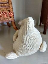 Hand Knitted Standing Bunny Rabbit Vintage 1940 Stuffed Toy Wool Yarn