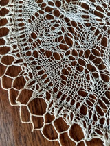 Hand Knitted Doily Round Table Mat  Linens Antique 1900s