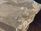 Antique Bonnet Veil Veiling Tulle Net Tambour Needle Work Border 1860 1880