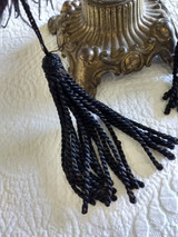 Victorian Black Ostrich Feather Collar Boa Tassel Ends Edwardian 1900s