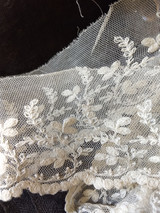 Old 1900 Tulle Net Embroidery Lace Trim Yardage Sewing Crafts