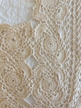 Hand Crochet Collar Vintage 1920 Beige Long Lappet Bib Dress Neck Wear