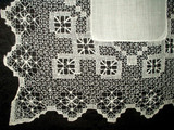 Victorian 1900 Linen Center Handkerchief Drawn Thread Lace