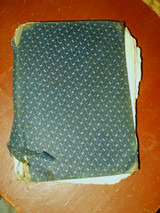  Blue Calico Cloth Covered School Book dated 1921 Country Primitive 