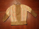 Victorian 1890's Primitive Brown Calico Fabric Doll Bodice Blouse