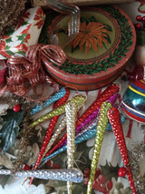 Old Ornaments, Boxes And Bows, Tinsel Garland From A Christmas Past