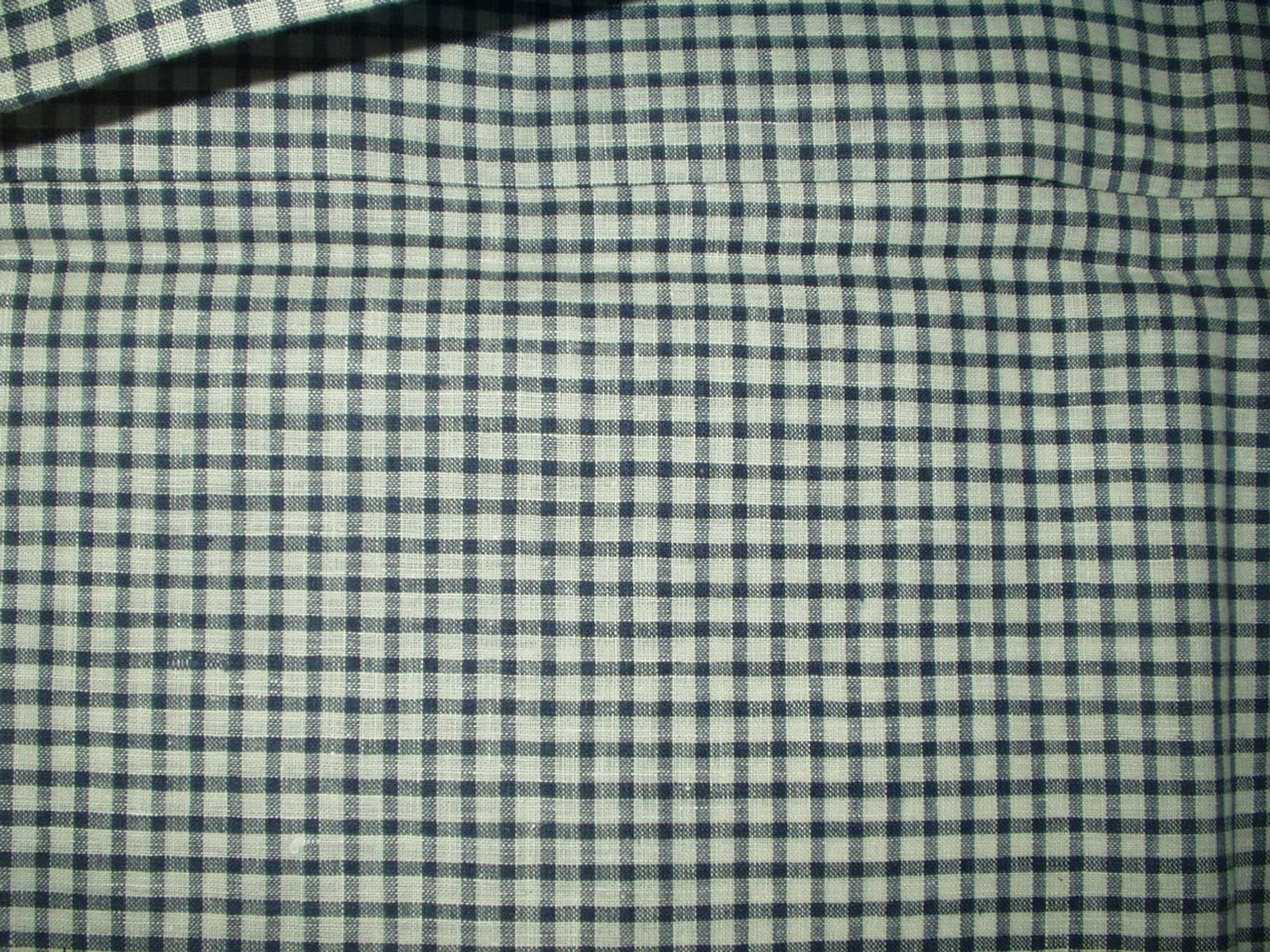 Early 1900s 1920s Blue And White Check Homespun Fabric Yardage