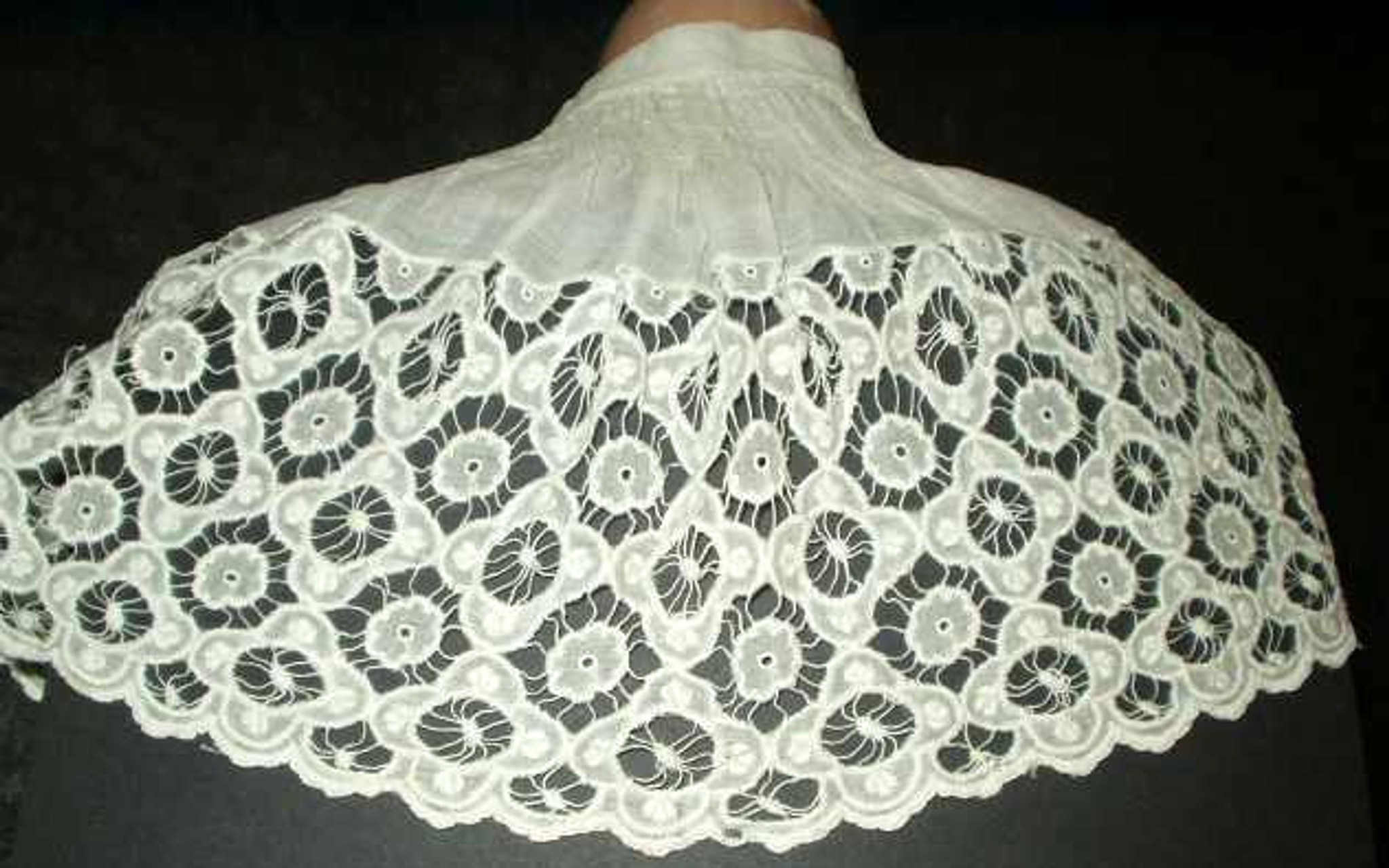 Antique Victorian Children White Cutwork Cape Collar