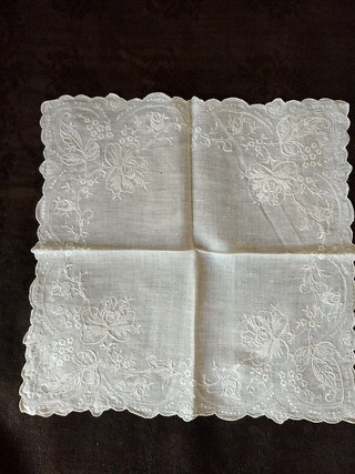 Vintage Madeira Embroidered Hankie Handkerchief White Rose Flower ...