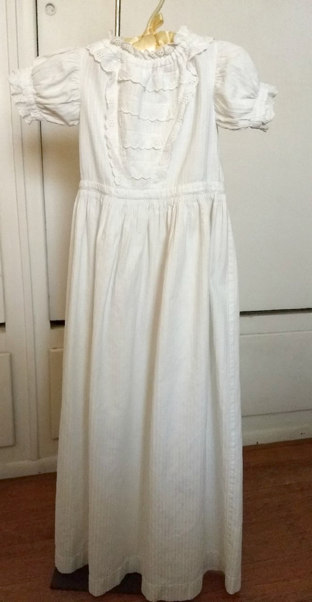 Victorian Edwardian Christening Long Baby Dress Pique Embroidery Trim ...