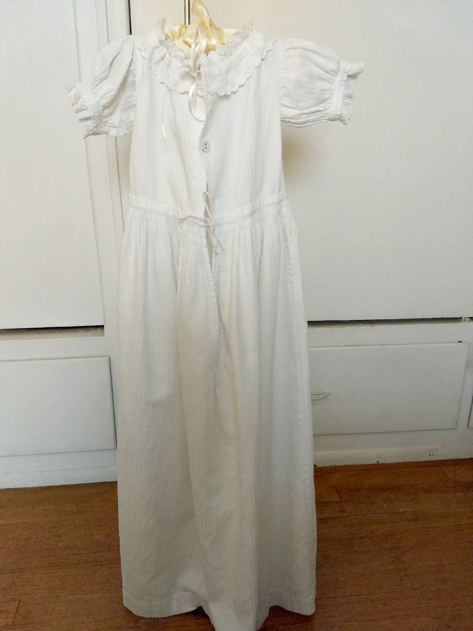 Victorian Edwardian Christening Long Baby Dress Pique Embroidery Trim ...