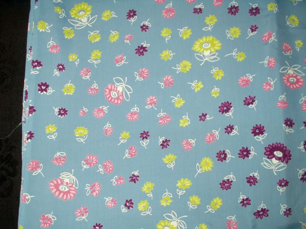 Vintage 1940 Rayon Dress Fabric Yardage Blue With Floral Motif - The ...
