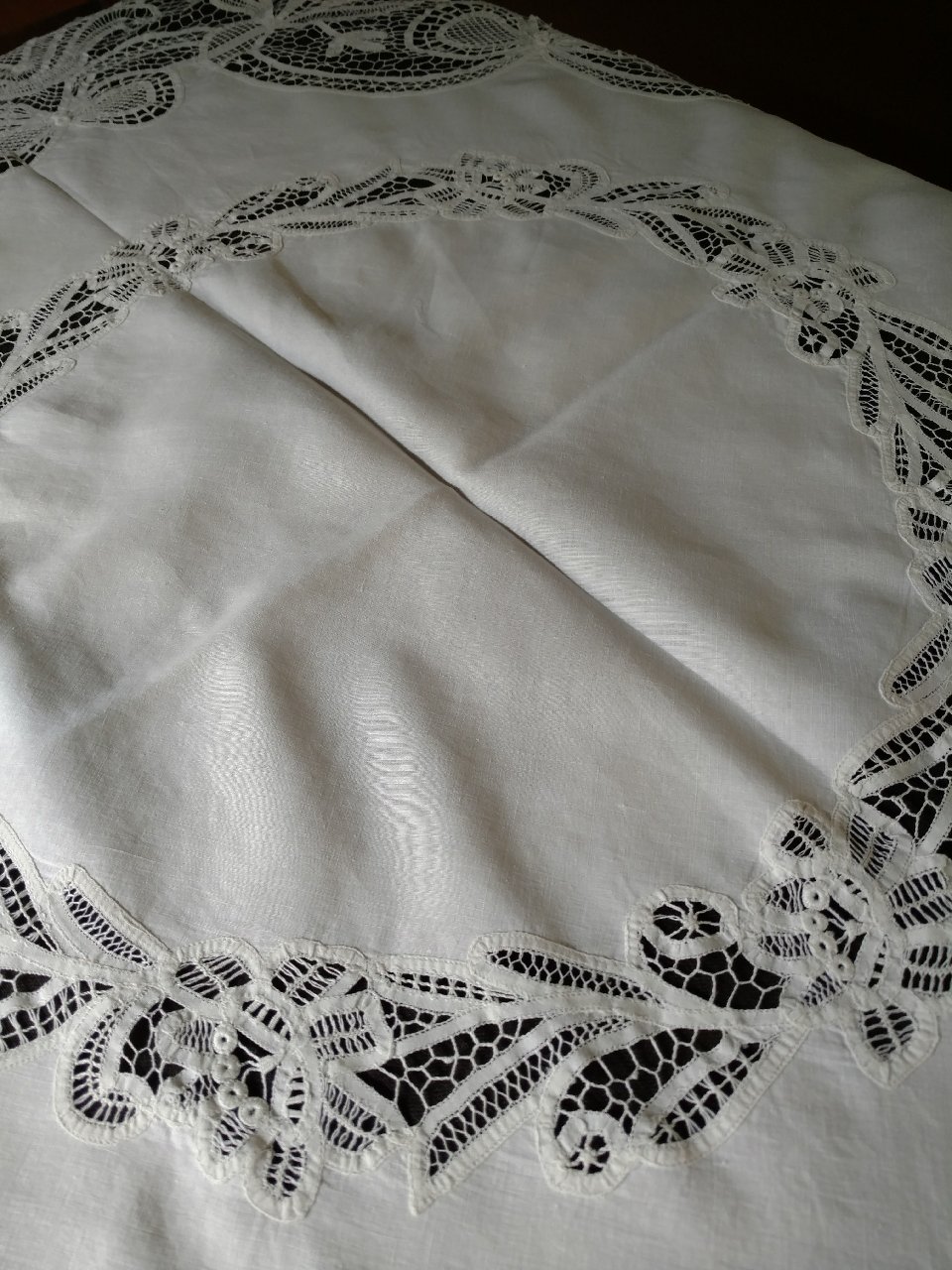 Antique Battenburg Tape Lace Round Tablecloth Cloth Center Victorian ...