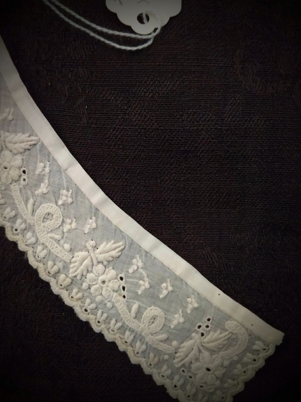 Eyelet Embroidered White Cotton Fabric Trim circa 1900