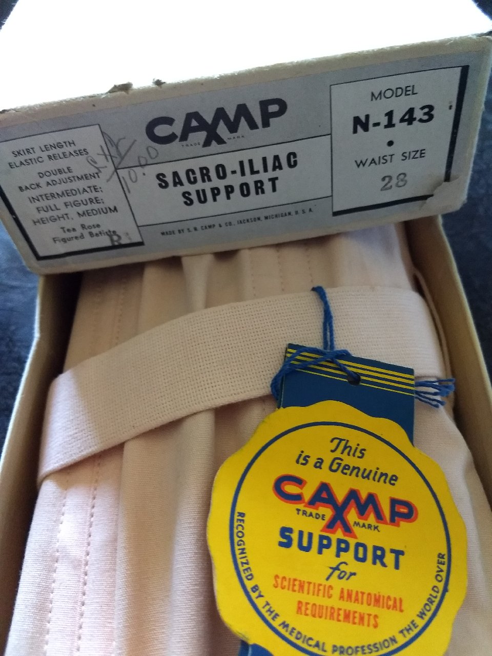 Vintage 1940 Camp Corset Under Garment 33 Waist Unworn Tag Box