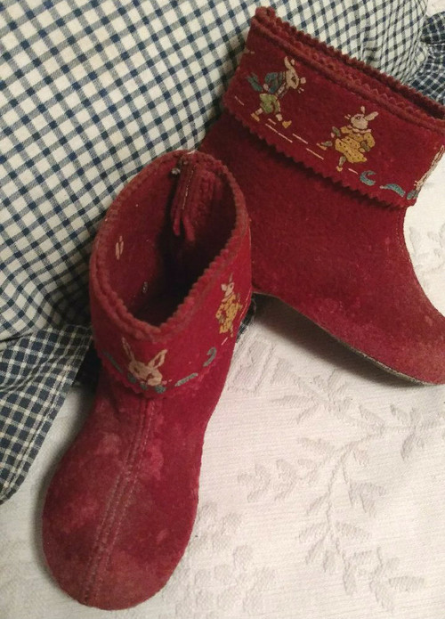 Children Red Bed Slippers Vintage 1950s Uncle Wiggily Rabbit Bunny ...