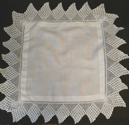 Antique Linen Square Table Doily 5 Inch Crochet Lace Edge Trim - The ...