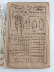 Butterick Sewing Pattern Boy Overcoat 3385 Uncut Year 1919