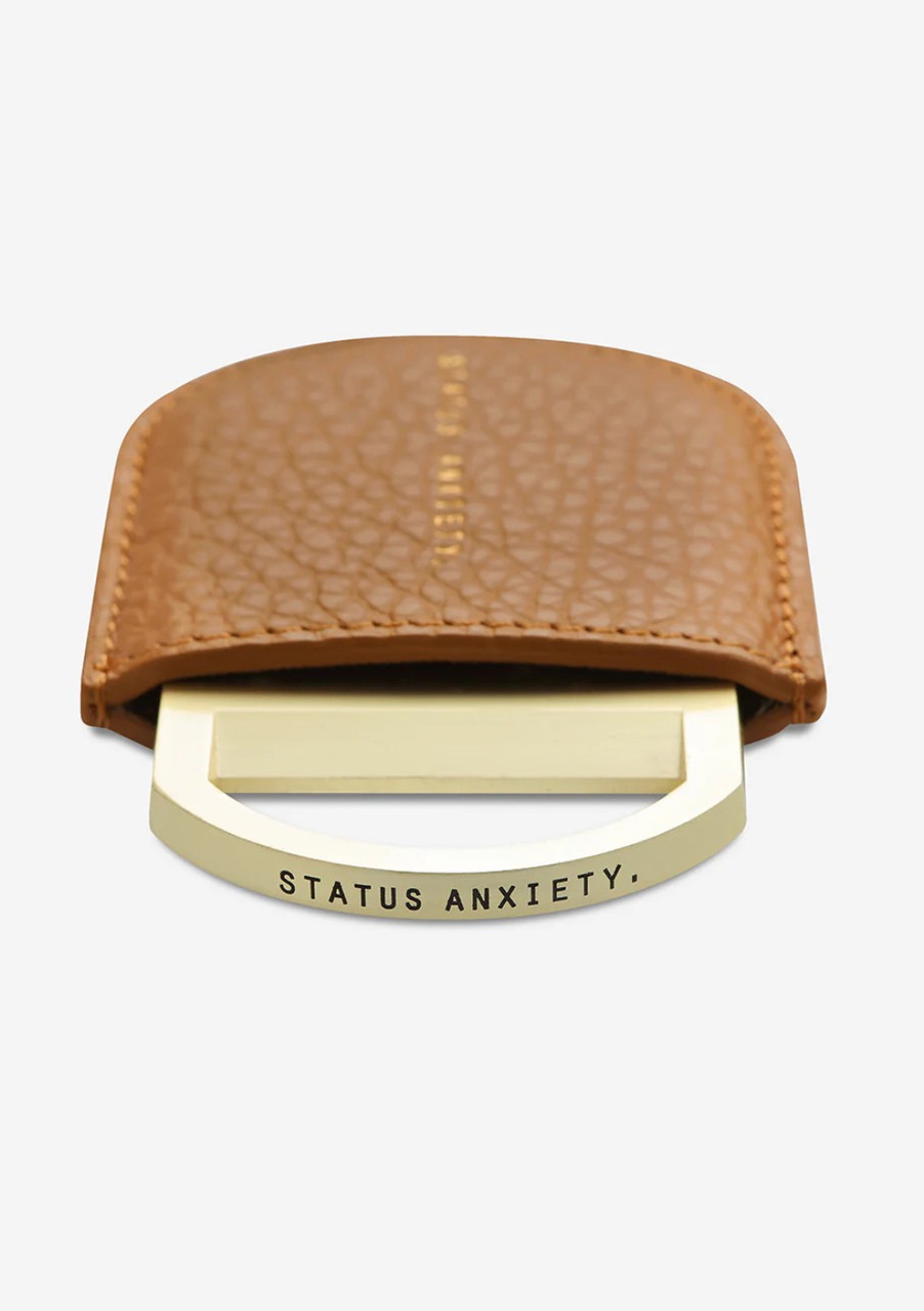 Status Anxiety Barely Moving Leather Belt in Chocolate and Gold Status Anxiety Let It Be Belt in Chocolate | MYER main image 4