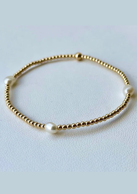 Dane | Gold Bead Bracelet / Pearl Inset