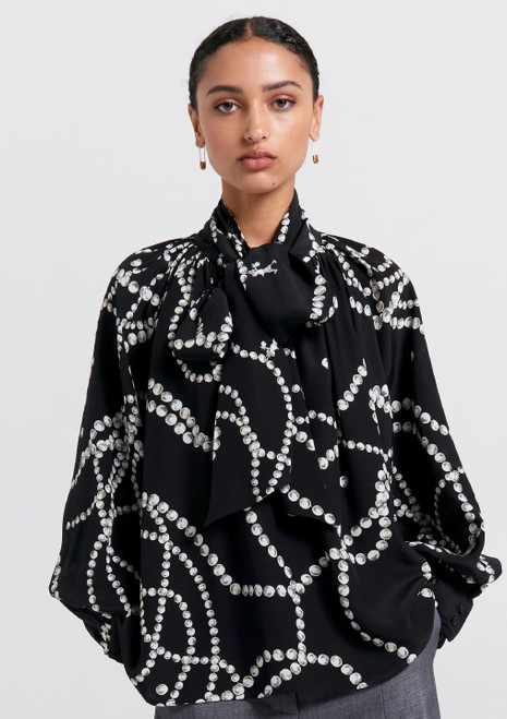 Karen Walker | Runaway Pearls Blouse - Black