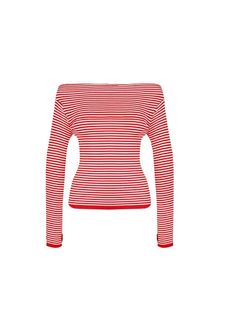 Ruby | Emma Knit Long Sleeve - Red White Stripe