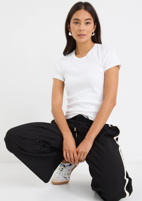 Stories To Be Told | Townie Stripe Tape Wide Leg Pants - Black Matte