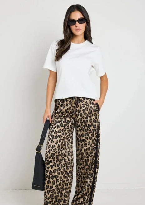Stories To Be Told | Townie Tape Side Elastic Waist Pants - Animal Satin Stories To Be Told | Townie Tape Side Elastic Waist Pants - Animal Satin