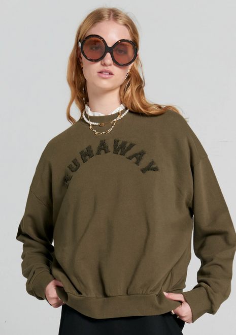 Karen Walker | Runaway College Organic  Crewneck Sweatshirt - Hunter Green