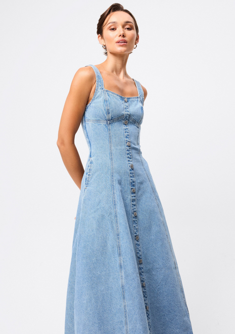 Mossman | In A Daze Midi Dress - Vintage Blue