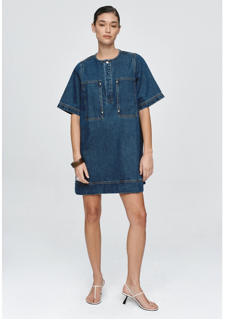 Marle | Patch Pocket Dress - Classic Blue Marle | Patch Pocket Dress - Classic Blue