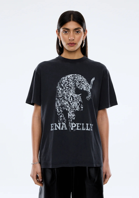 Ena Pelly | Crawling Leopard Tee - Vintage Black