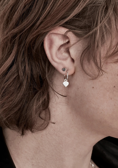 Stolen Girlfriends Club | Tiny Stolen Heart Earrings - Silver Stolen Girlfriends Club | Tiny Stolen Heart Earrings - Silver