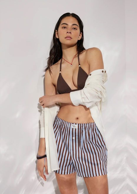 Dear Dylan | Petite Tie Top - Umber Rib