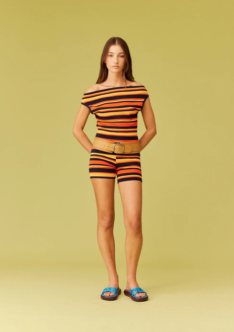Ruby | Marla Shorts - Tangerine Navy Stripe