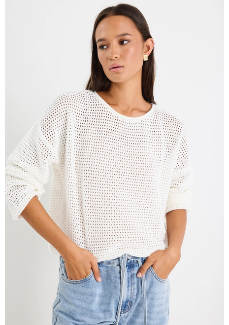 Re: Union Label | Dawn Crochet Knit Jumper - Ivory