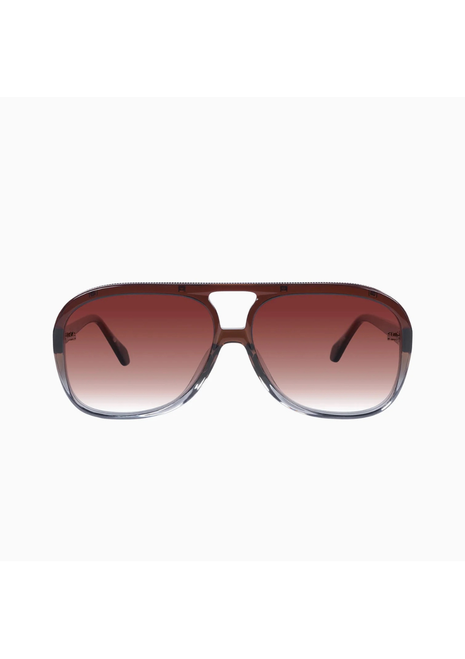 Valley | Bang Bang - Transparent Chocolate Fade To Crystal With Gold Metal/Dark Orange Gradient Lens