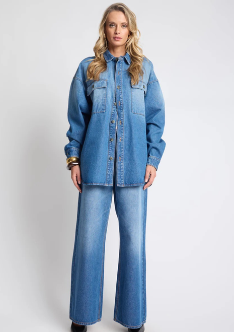 One Teaspoon | Oversized Denim Shirt - Pacifica