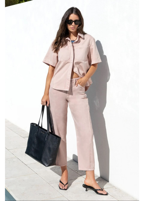 Stories To Be Told | Idolise Pale Pink Stretch Soft Barrel Jean - Pale Pink