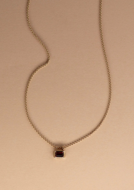 Zoe & Morgan | Naia Necklace, 22k Gold Vermeil with Rhodolite Garnet