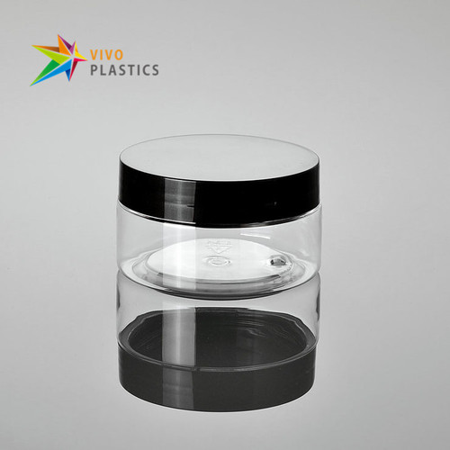 120g Clear PET Plastic Cosmetic Jar with Black Lid  120g Clear PET Plastic Cosmetic Jar with Black Lid