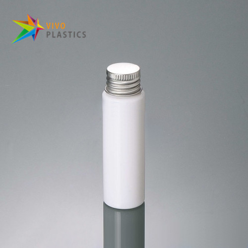 30ml White PET Plastic Square Shoulder Bottle with Aluminium Cap