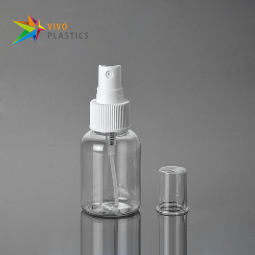50ml Clear PET Plastic Bottle with White Mist Spray  50ml Clear PET Plastic Bottle with White Mist Spray