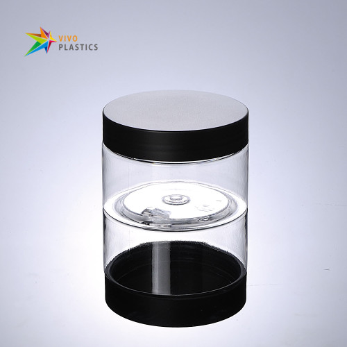 150g Clear PET Plastic Cosmetic Jar with Black Lid  150g Clear PET Plastic Cosmetic Jar with Black Lid