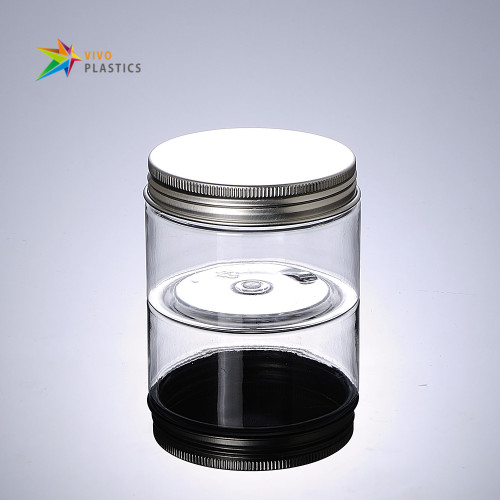 150g Clear PET Plastic Cosmetic Jar with Silver Aluminium Lid 