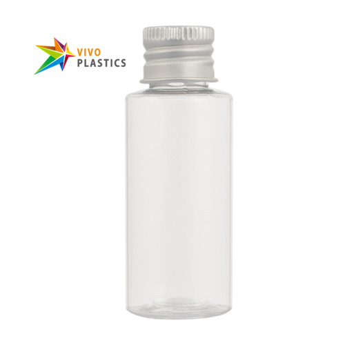 30ml Clear Plastic Square Shoulder Bottle with Aluminium Cap 