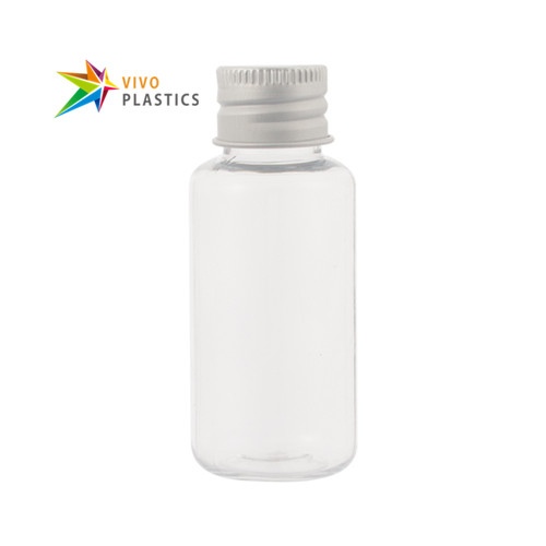40ml Clear PET Round Shoulder Bottle with Aluminium Cap  40ml Clear PET Round Shoulder Bottle with Aluminium Cap