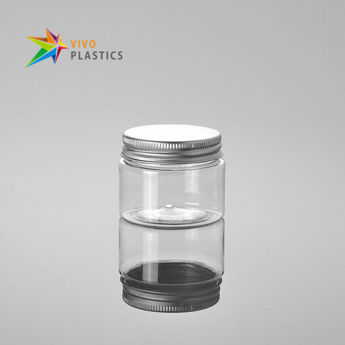 50g Clear PET Plastic Cosmetic Jar with Aluminium Silver Lid 50g Clear PET Plastic Cosmetic Jar with Aluminium Silver Lid
